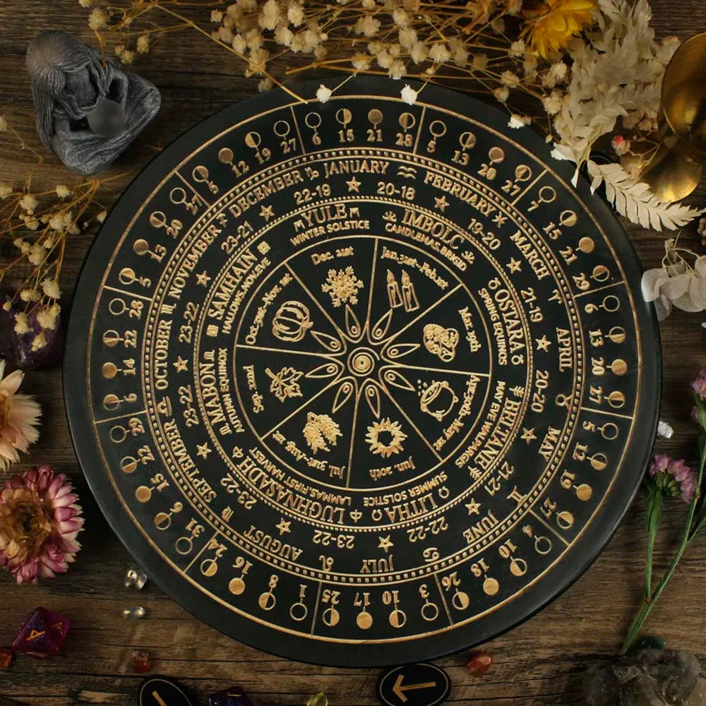 Altar Board Moon Phase Calendar & Candle Holder