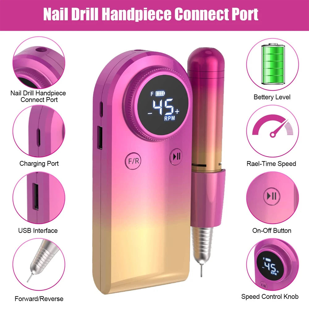 Rechargeable Nail Drill Electric File 45000RMP
