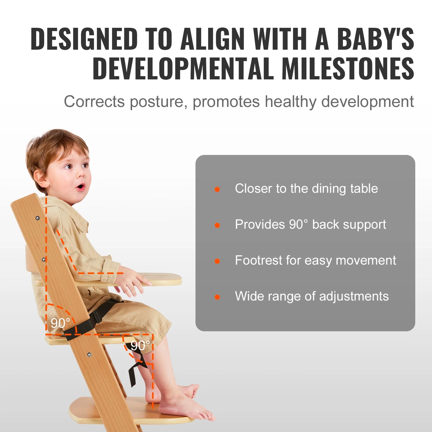Wooden Beech Toddler Chair Eat & Grow W/ Tray