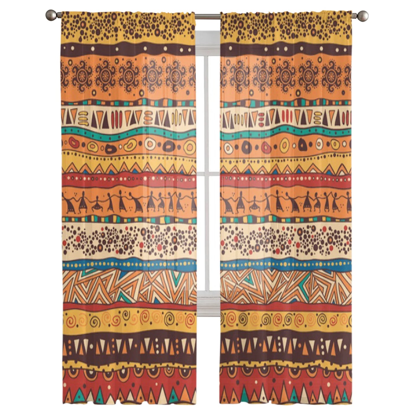 African Style Sheer Tulle Curtain Drapes