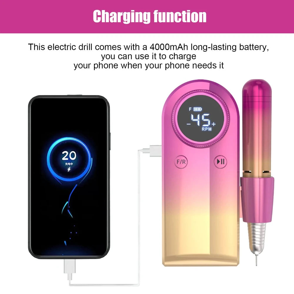 Rechargeable Nail Drill Electric File 45000RMP