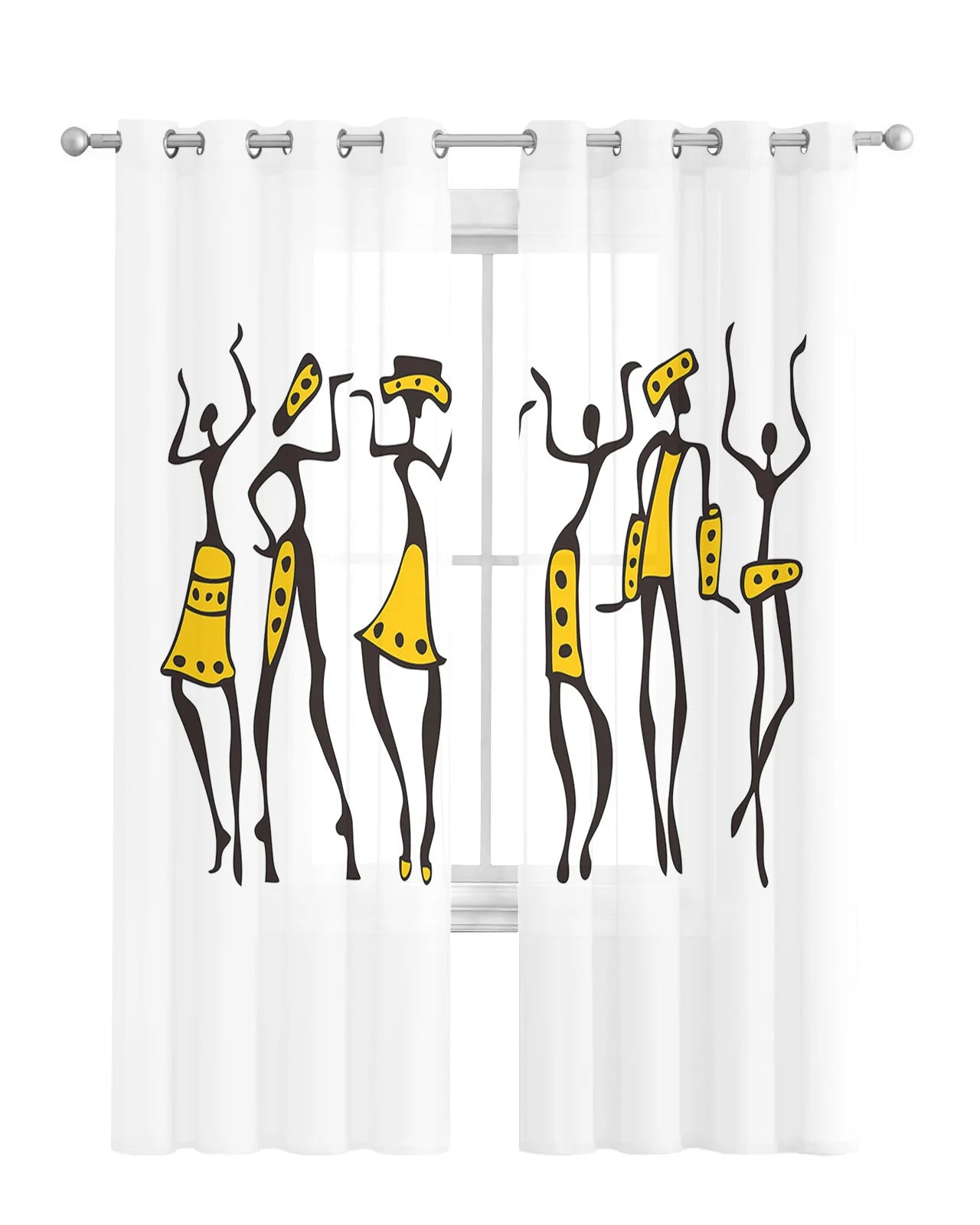 African Women Dance Curtain Tulle Drapes