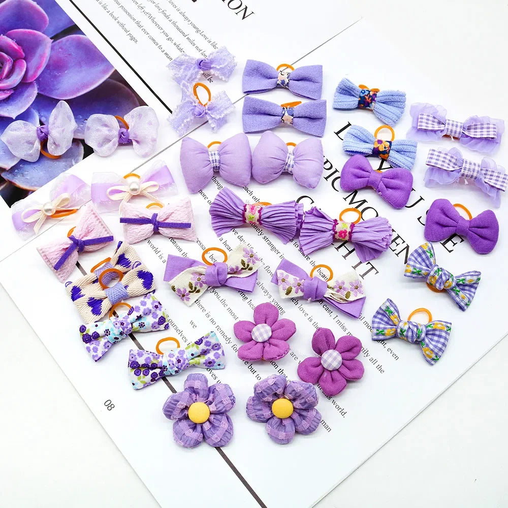 100PCS Cute Pet Hair Bows