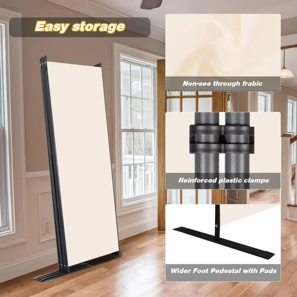 6 Panel Folding Room Divider W/Wider Support Feet