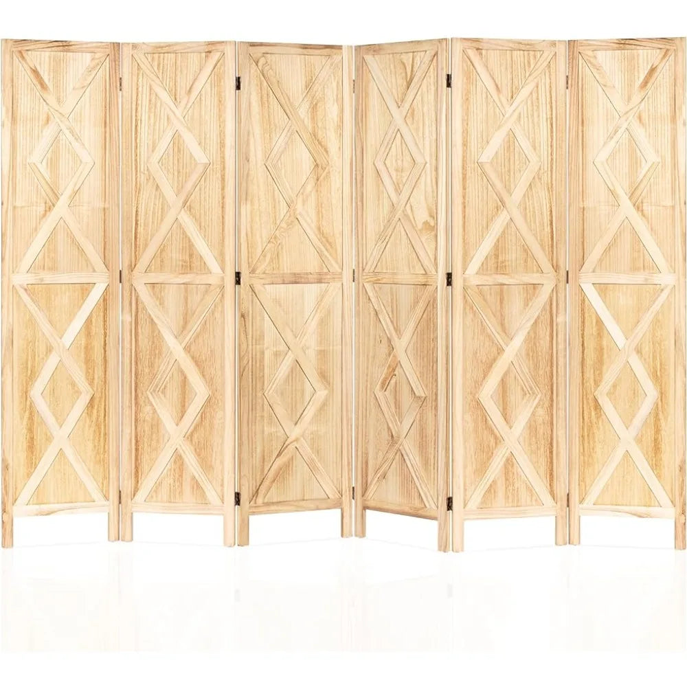 6 Panel Foldable Wood Room Screen Divider
