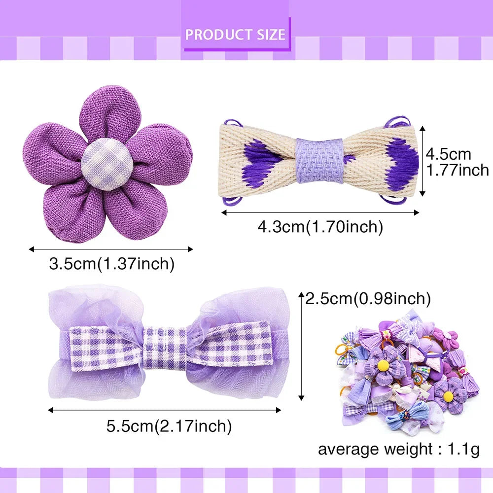 100PCS Cute Pet Hair Bows