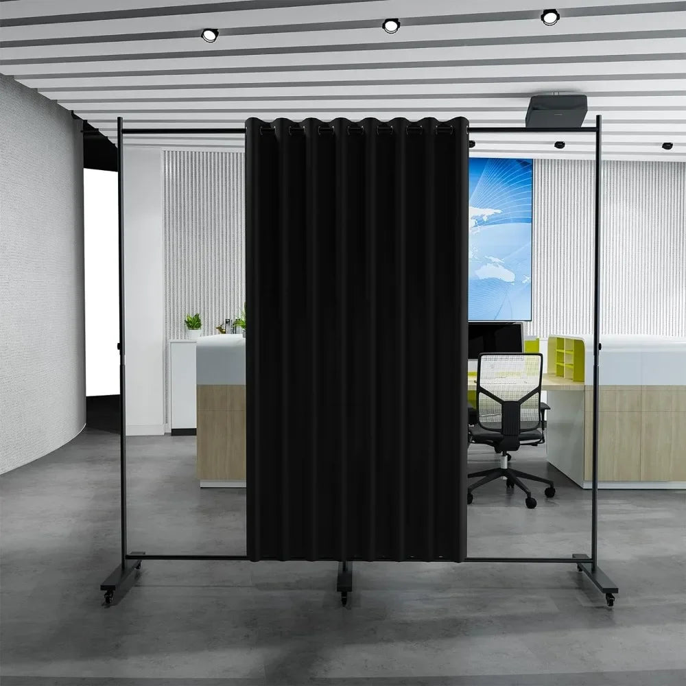 Rolling Black Metal Folding Screen Separator/Divider