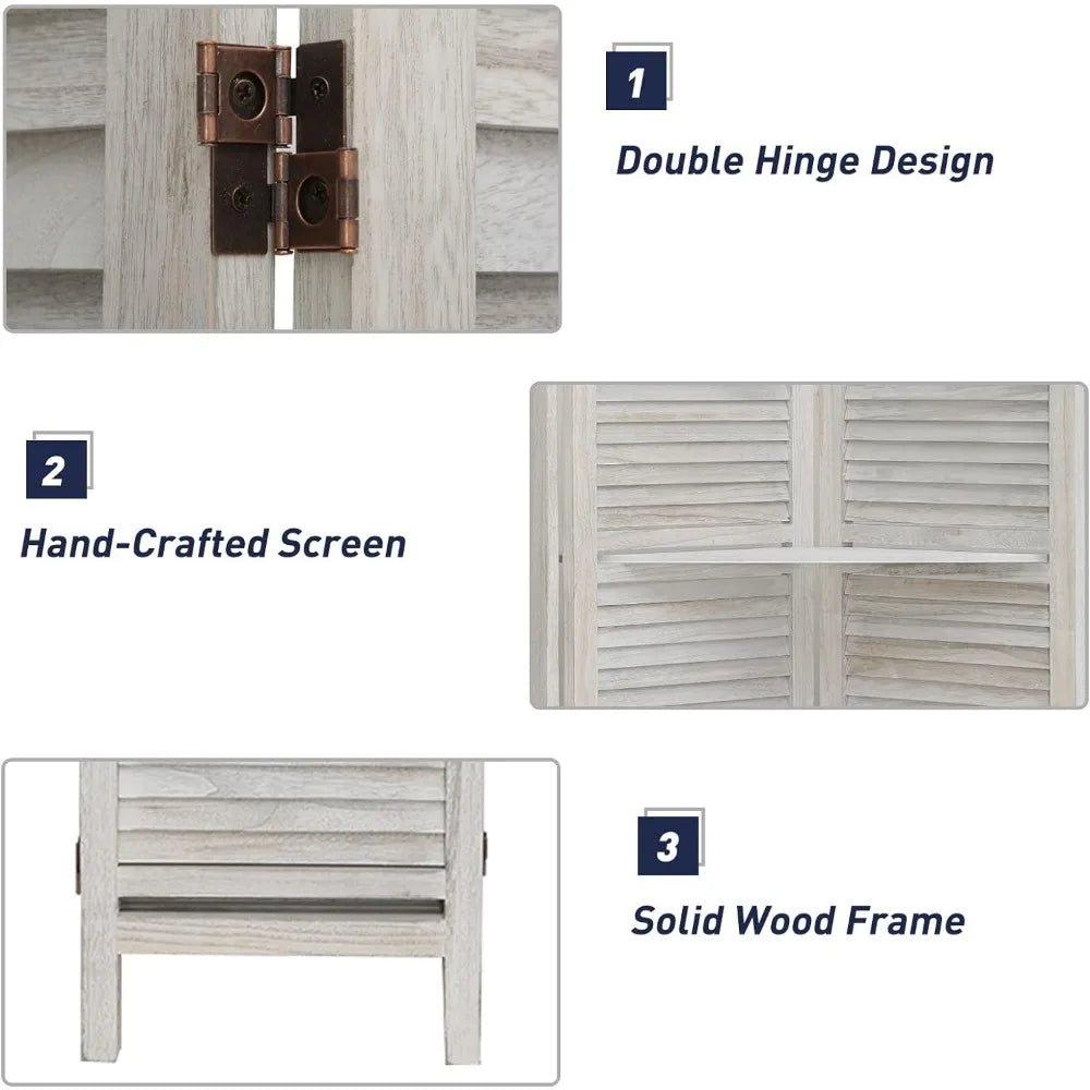 4 Panel Folding Partition Wall Dividers w/shelves