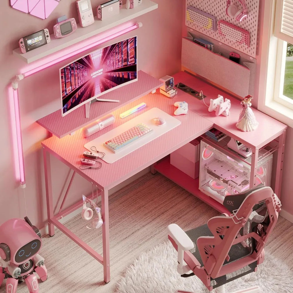 Pink Gaming Desk w/ Power Outlets