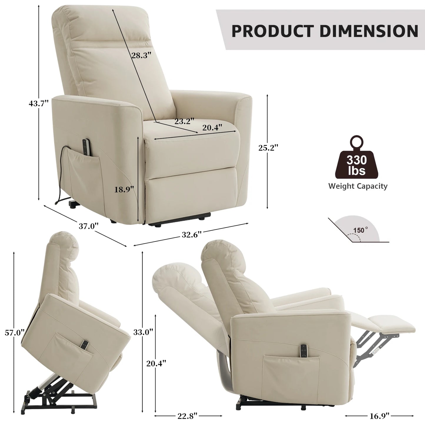 Massage Recliner w/ Powerful electric lift assist