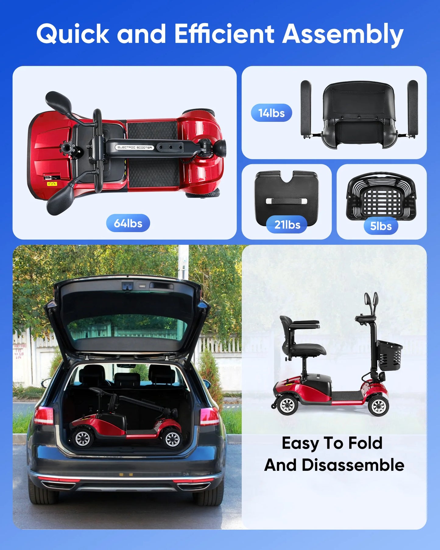 Foldable Electric 4 Wheels Scooter