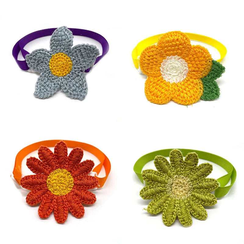 50pcs Sun Flower Style Pet Adjustable Bowties