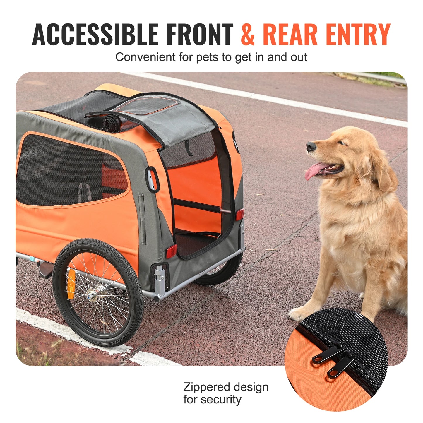 66lbs Pet Bike Trailer 2-in-1