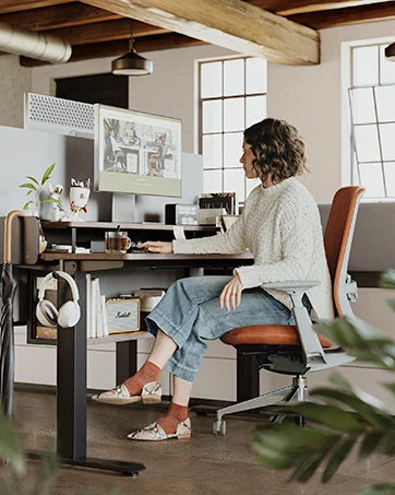 55x24 Inch Electric Standing Desk W/ Double Drawers