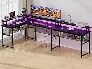 U Shaped Desks W/ LED Strip & Power Outlets