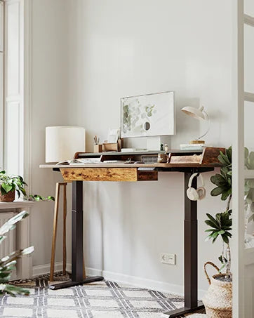 55x24 Inch Electric Standing Desk W/ Double Drawers