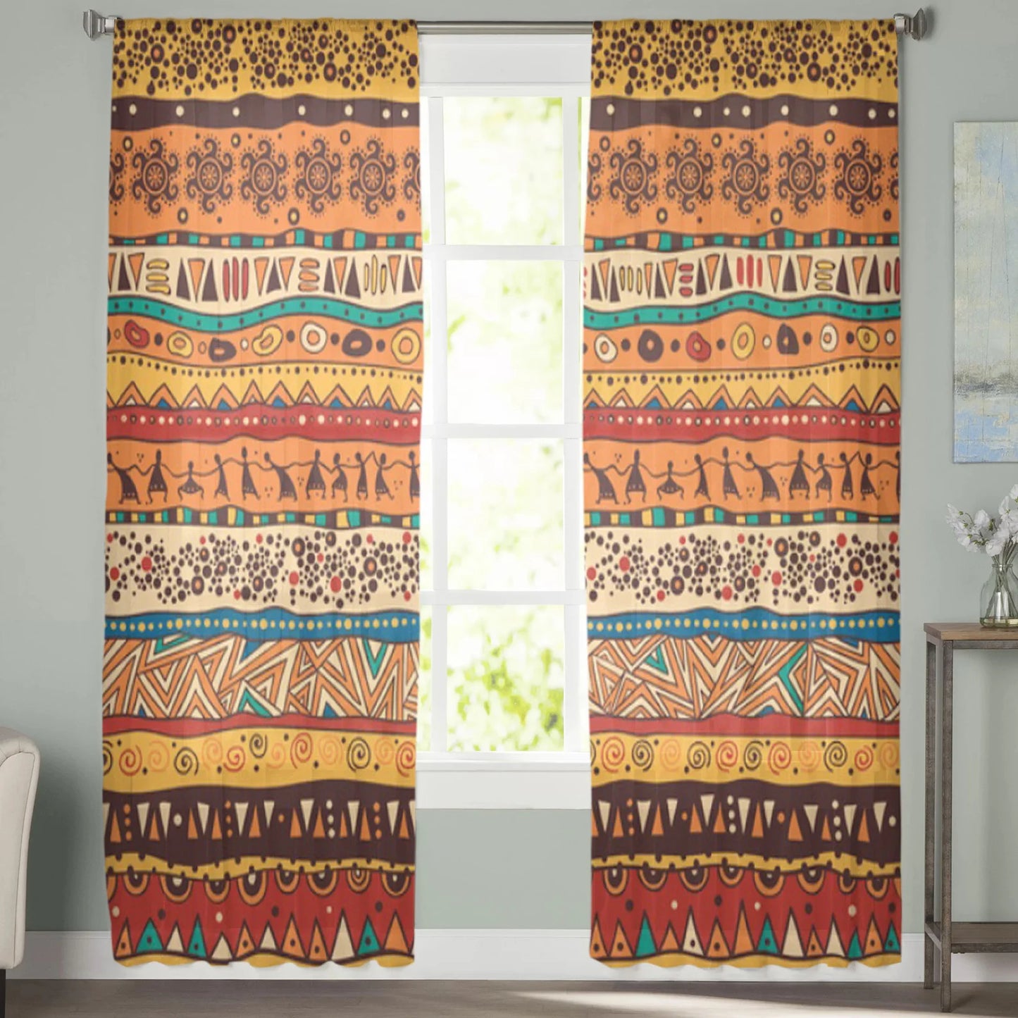 African Style Sheer Tulle Curtain Drapes