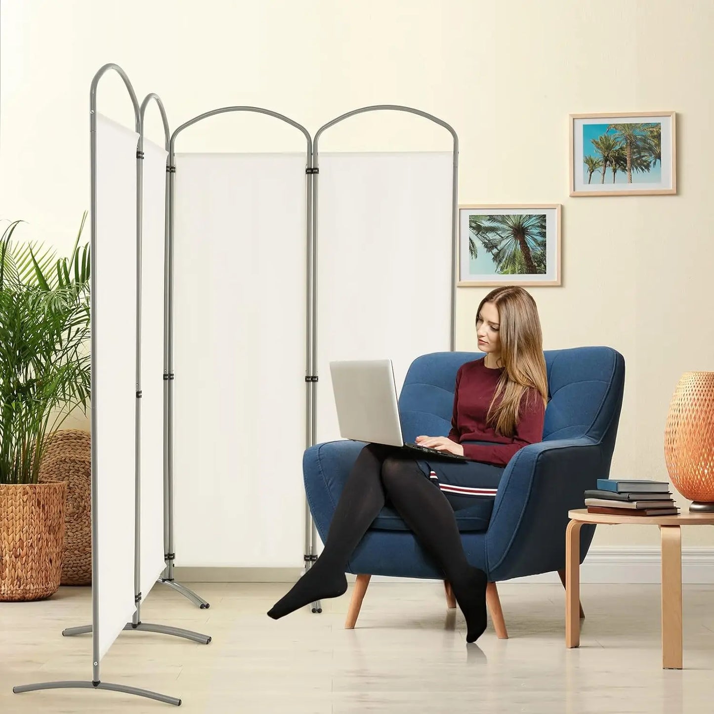 6.2Ft Folding 4-Panel Room Divider