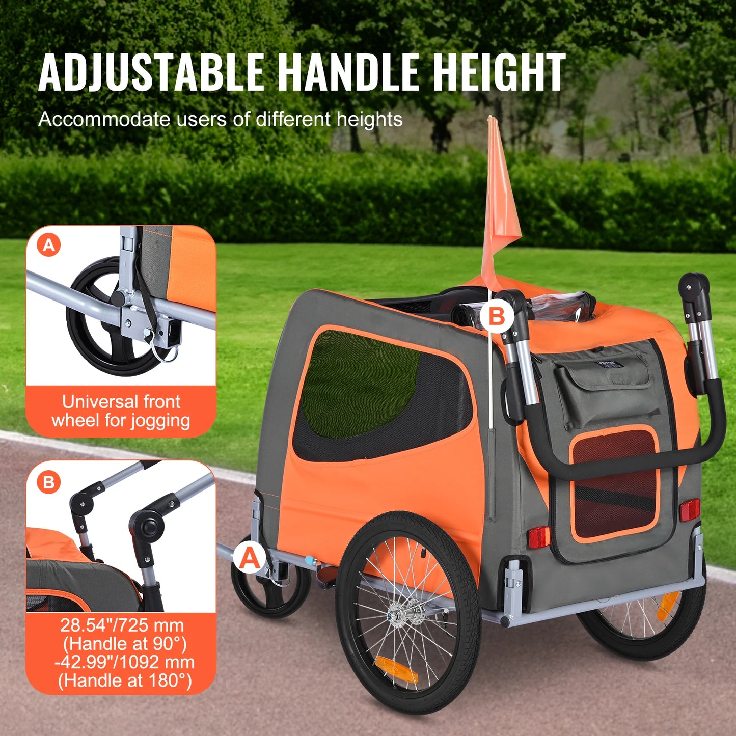 66lbs Pet Bike Trailer 2-in-1