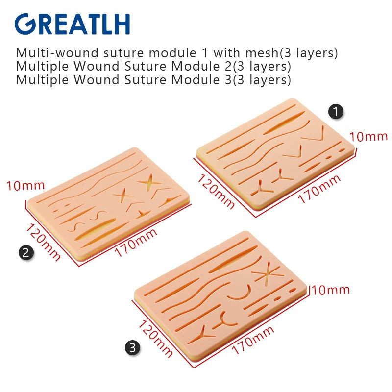 1pcs Silicone Skin Pad Suture Training Kit