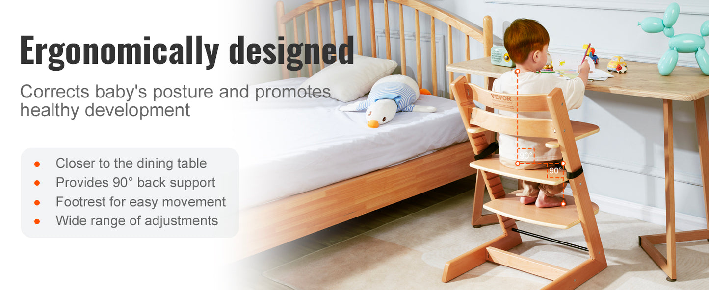Wooden Beech Toddler Chair Eat & Grow W/ Tray