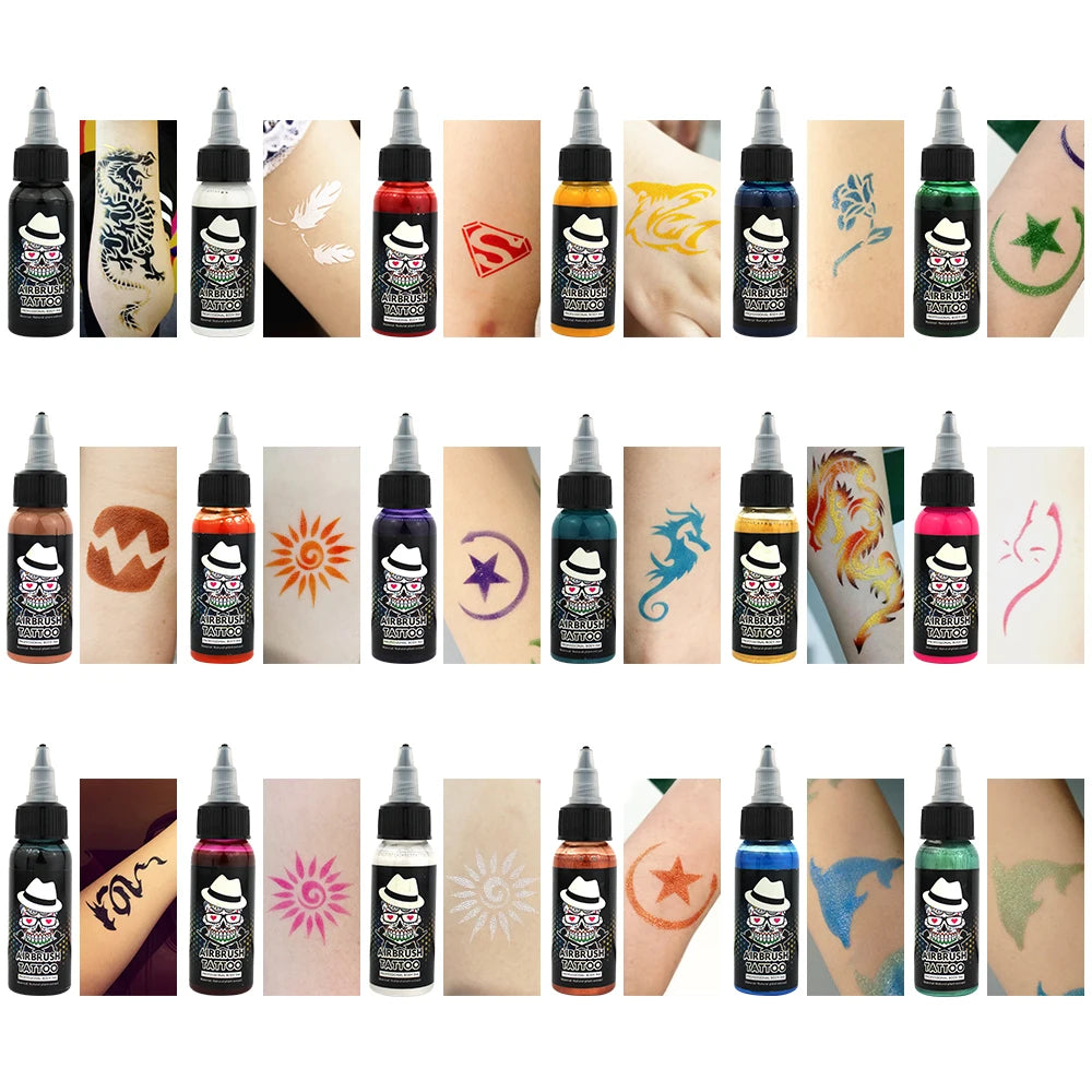 12 Color Tattoo Inks W/ Color Wheel Pigment_TA053+AC128
