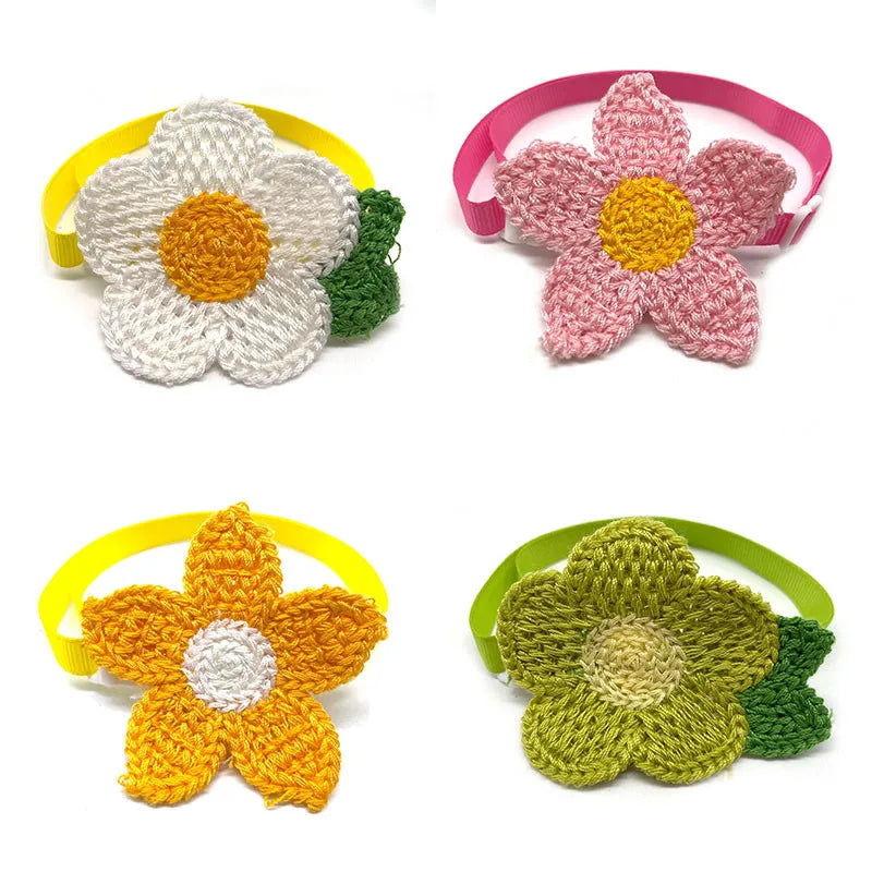 50pcs Sun Flower Style Pet Adjustable Bowties