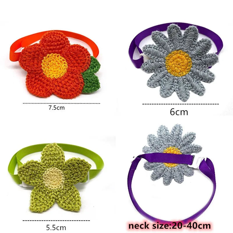 50pcs Sun Flower Style Pet Adjustable Bowties