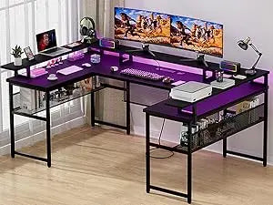 U Shaped Desks W/ LED Strip & Power Outlets